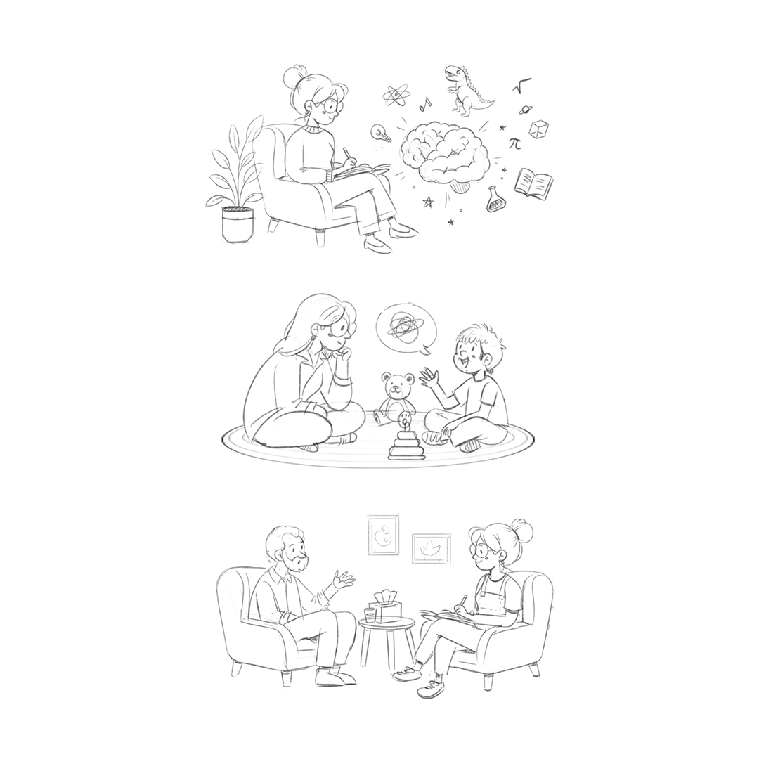 Ilustraciones para consulta psicológica